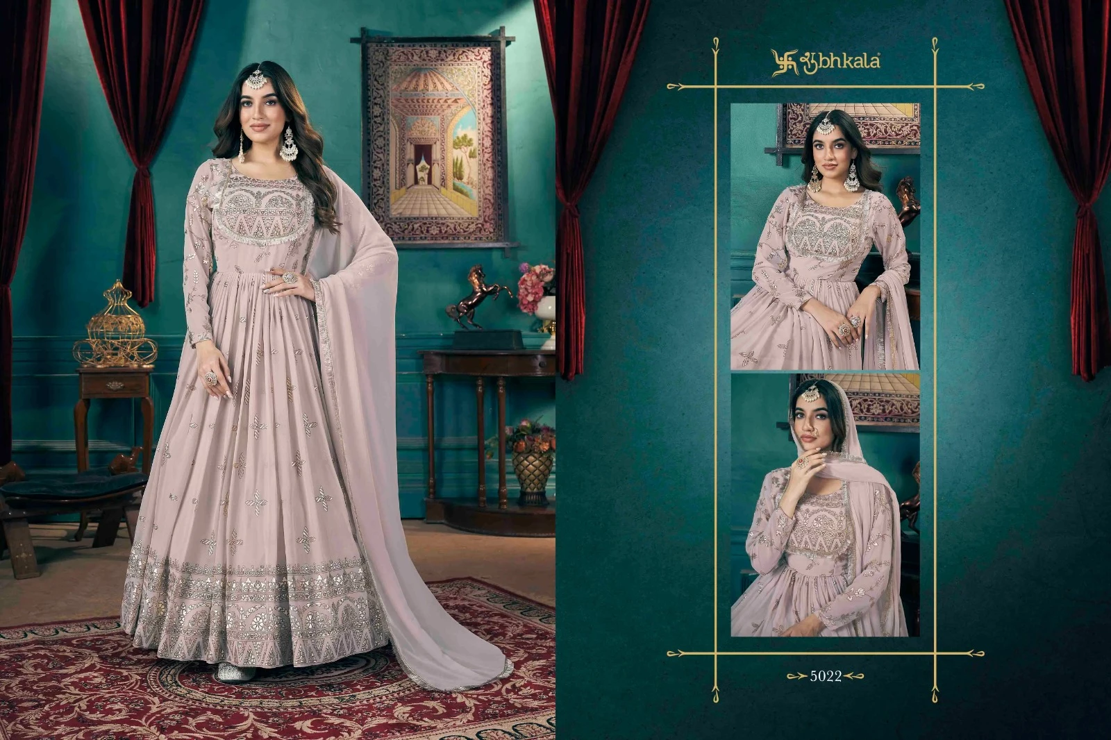 Shubhkala Flory Vol 46 Faux Georgette Wholesale Gown with Dupatta Catalog — Wholesale Kurtis, MPA wholesale from Surat - Gallery Image 3